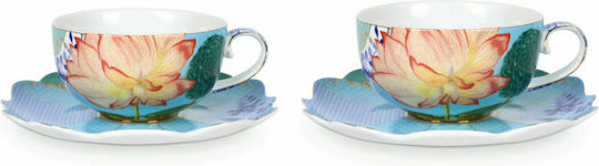 PiP Studio Flowers Σετ Φλιτζάνια Cappuccino από Πορσελάνη Πολύχρωμα 225ml 2τμχ