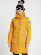 Desigual Leicester Women's Long Puffer Jacket for Winter with Detachable Hood Yellow