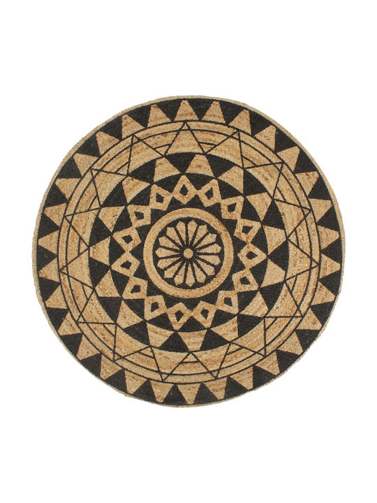 vidaXL Handmade Rug Round Summer Black