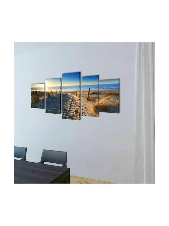 vidaXL Πεντάπτυχος Πίνακας σε Καμβά 100x50cm
