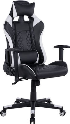 HomeMarkt HM1146.04 Καρέκλα Gaming Δερματίνης με Ρυθμιζόμενα Μπράτσα Λευκή