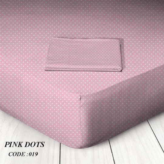 Marwa Dots Σεντόνι King Size με Λάστιχο 180x200+25εκ. Pink Dots 019