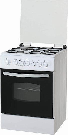 Din Gas 60-SGF31F Κουζίνα Υγραερίου & Ρεύματος 57lt με Εστίες Υγραερίου & Ρεύματος Π60εκ. Λευκή