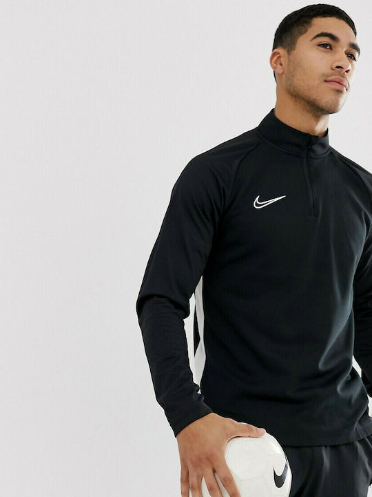 Nike Academy Ανδρική Μπλούζα Dri-Fit με Φερμουάρ Μακρυμάνικη Μαύρη