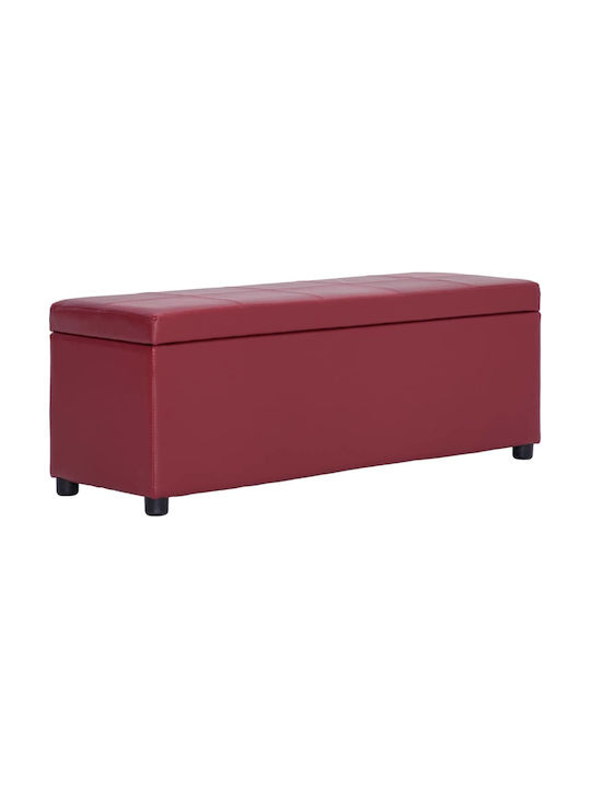 Stool Bench Stool With Storage Space Upholstered with Leatherette Burgundy 116x38x43cm