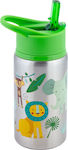 Stephen Joseph Kids Stainless Steel Water Bottle with Straw Green 532ml