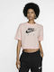 Nike Air Crop Top Sportiv pentru Femei cu Mâneci Scurte Ecko Roz