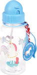 Rex London Kids Plastic Water Bottle with Straw Magical Unicorn Light Blue 500ml