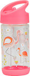 Sugar Booger Kids Plastic Water Bottle with Straw Flip & Sip Pink 350ml