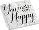 Espiel Ceramic White Coasters Happy 9.5x9.5cm 6pcs