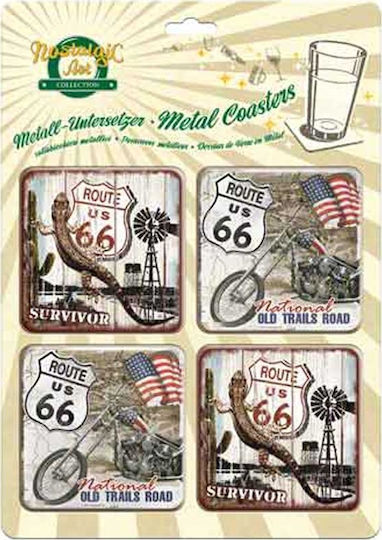 Nostalgic Art Route 66 Bike Сувенир Металик Многоцветен 9x9см 4бр Nostalgic Art Route 66 Bike Сувенир Металик Многоцветен 9x9см 4бр