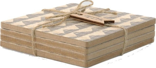 Synchronia Untersetzer Holz Geometrisch Natur Untersetzer Hölzernes Beige 4Stück