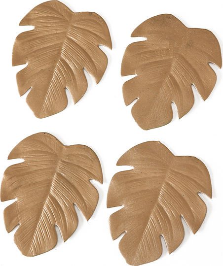 ArteLibre Leaf Coaster Plastic Gold 11cm 4pcs