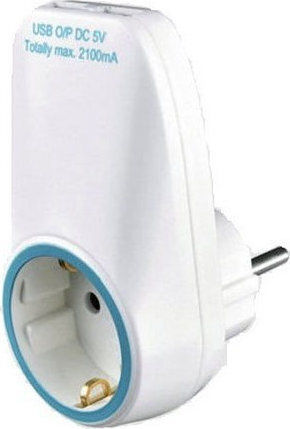 Geyer Single Socket with Surge Protection with 2 USB-A