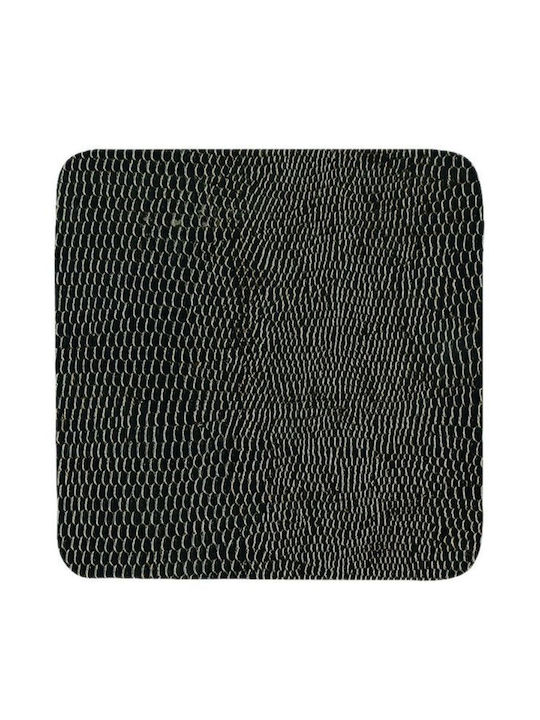 Caspari Leatherette Coaster "Black Lizard" Round Coaster made of Leatherette Black 1pcs