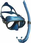 CressiSub Diving Mask Set with Respirator Calibro & Corsica Blue DS434550