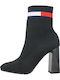 Tommy Hilfiger Sock Кожени Дамски ботуши с висок ток Черни