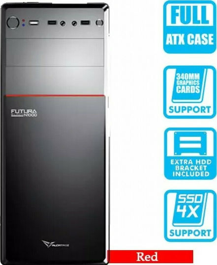 Alcatroz Futura N1000 Midi Tower Computer Case Red