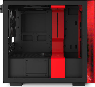 NZXT H210i Gaming Mini Tower Κουτί Υπολογιστή με Πλαϊνό Παράθυρο και RGB Φωτισμό Κόκκινο