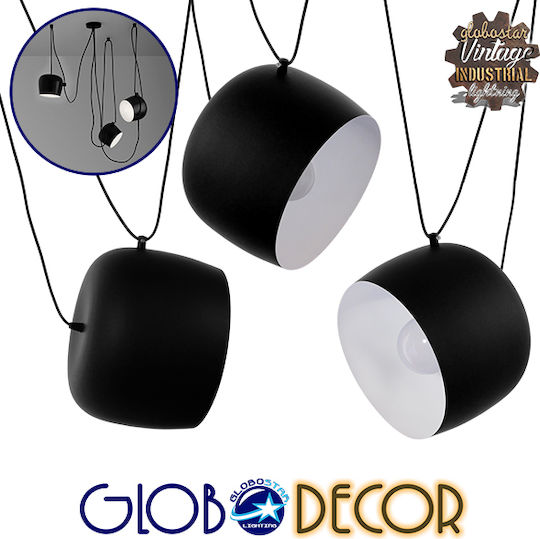 GloboStar Lacrima Hängelampe Schwarz Glocke mit Fassung E27 25x22cm.