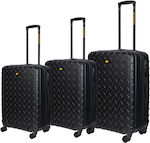 CAT Industrial Plate Travel Suitcases Hard Black with 4 Wheels Set 3pcs 83688