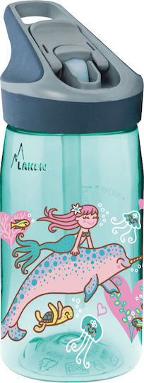 Laken Tritan Jannu Kinder Trinkflasche aus Tritan Kunststoff mit Stroh Türkis 450ml