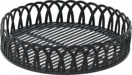 Inart Διακοσμητικός Δίσκος Korbweide Bambus Tablett Schwarz D44.5x10.5cm Rund 44.5x44.5x10.5cm 1Stück