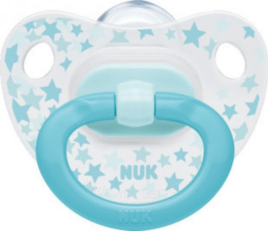 Nuk Happy Days Suzeta ortodontică Silicon cu husă Stele - Albastru pentru 0-6 luni