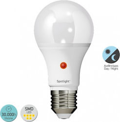Spot Light Λάμπα LED για Ντουί E27 και Σχήμα A60 Θερμό Λευκό 850lm με Φωτοκύτταρο