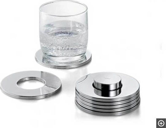 Philippi Rings Rund Untersetzer Metallisch mit Gestell Silber 9cm 7Stück