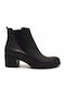 Leather Women's Ankle Boots with Medium Heel Black