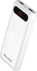 Awei P70K Power Bank 20000mAh с 2 USB-A порта Бял