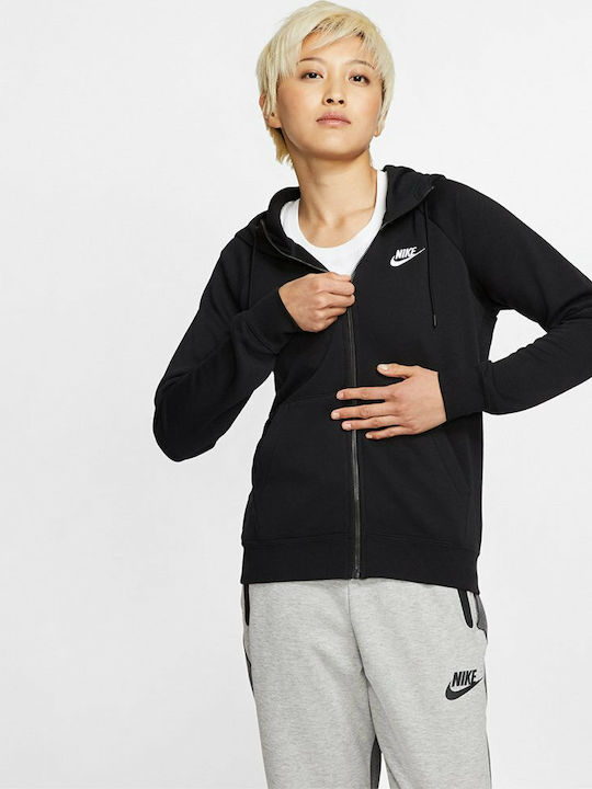 Nike Sportswear Essentials Γυναικεία Ζακέτα Φούτερ με Κουκούλα Μαύρη