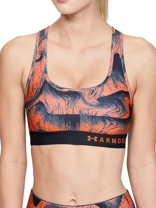 Under Armour Mid Crossback Print Γυναικείο Αθλητικό Μπουστάκι Πορτοκαλί