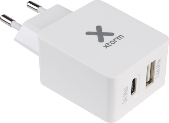 Xtorm Wireless Charger with USB-A and USB-C Ports 15W White