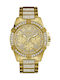 Guess Frontier Γυναικείο Ρολόι 48mm Μπαταρίας με Χρυσό Μεταλλικό Μπρασελέ