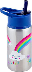 Stephen Joseph Kids Stainless Steel Water Bottle with Straw Silver 532ml