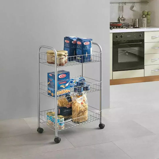 Metaltex Lugano Τρόλεϊ Μεταλλικό 3 Θέσεων Ασημί Metaltex Lugano Τρόλεϊ Μεταλλικό 3 Θέσεων Ασημί