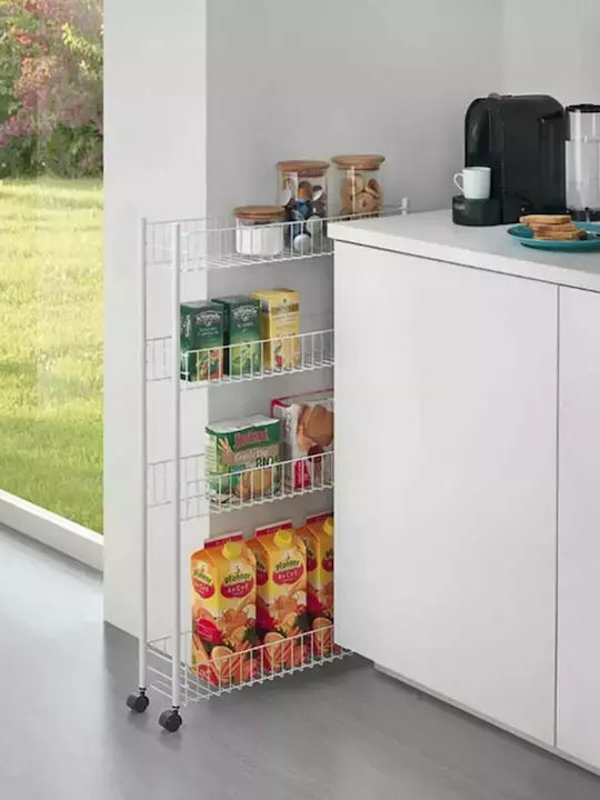 Metaltex Fino Kitchen Trolley Metallic 4-Tier White 58x16x95cm
