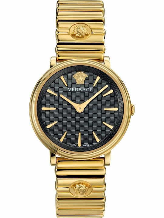 Versace V-Circle Дамски Часовник 38mm Кварцов с Златна Метална Верижка