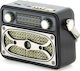 Meier M-183BT Retro Tabletop Radio Rechargeable with Bluetooth and USB Black