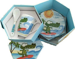 Cryspo Trio Feeding Set Surf made of Porcelain Multicolour 5pcs