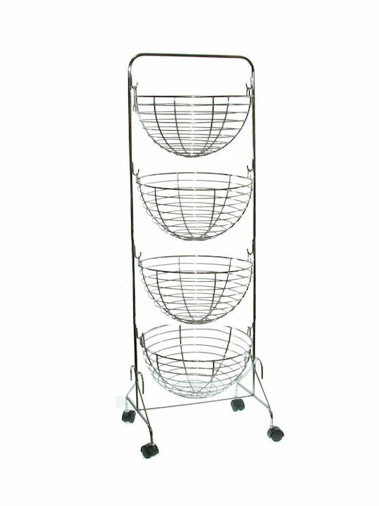 Karvounis Kitchen Trolley Inox 4 Tiers Silver 28x28x95cm