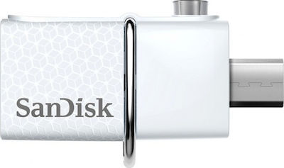 Sandisk Ultra Dual V2 32GB USB 3.0 Stick cu conexiune USB-A & micro USB-B Alb