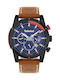 Timberland Sherbrook Watch Chronograph Battery with Leather Strap Blue / Brown