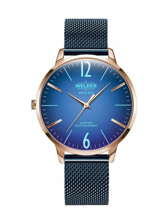 Welder Slim Watch Battery with Blue Metal Bracelet