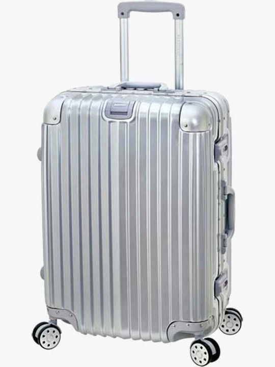 Bartuggi 721-01 Medium Hard Silver Suitcase With 4 Wheels Height 57cm