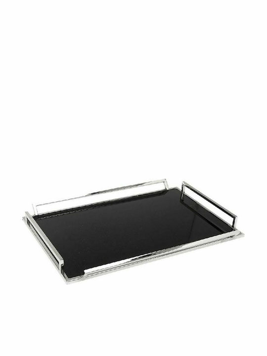 Espiel Rectangle Tray Metallic with Handle In Black Colour 41x31x5cm 1pcs