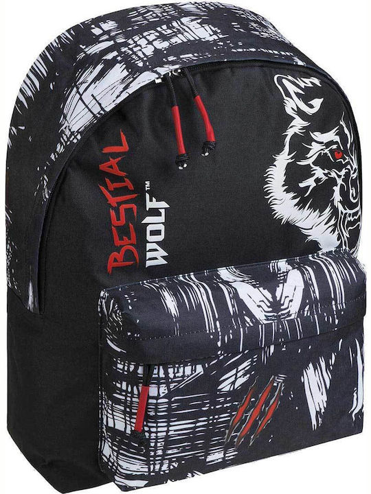 Busquets Bestial Wolf School Bag Backpack Junior High-High School in Black color