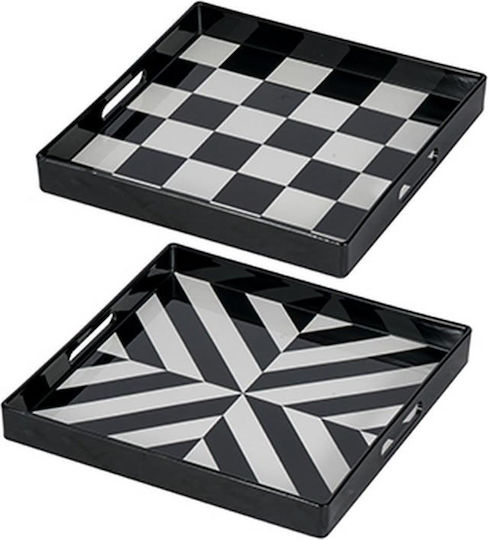 Artekko Servierplatte PP 35cm Kunststoff Quadratisch Serviertablett mit Griffen in Schwarz Farbe 35x35x4cm 44280 2Stück